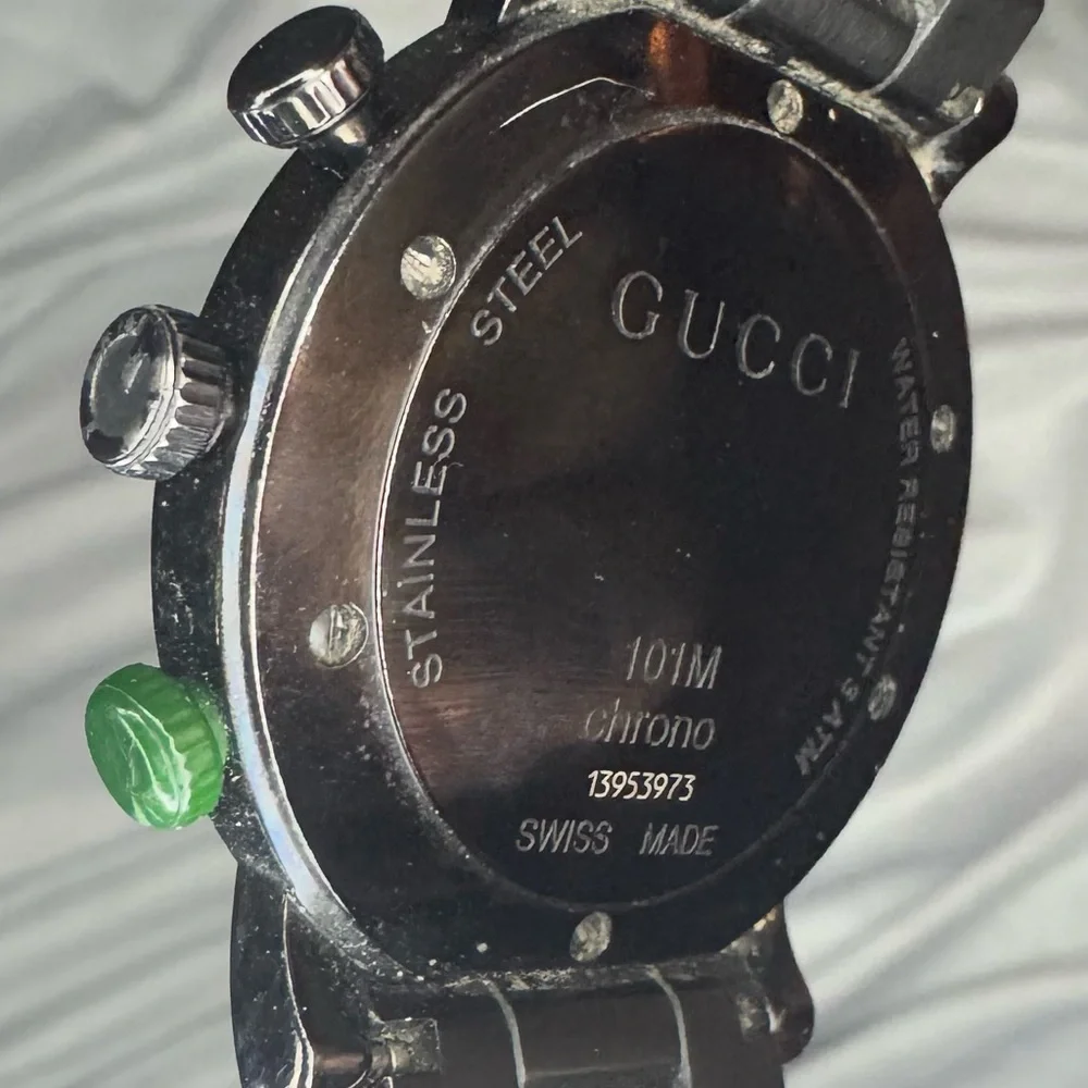 Gucci Black Stainless Steel Chrono Watch - PreOwned - Lifetime Battery Warranty - Picture 3 of 9